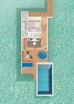 Duplex vízparti villa medencével - földszinti alaprajz