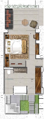 Lakosztály, nyitott terű, szabadtéri jacuzzi