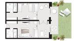Családi bungaló lakosztály oldalról tengerre néző kilátással - alaprajz